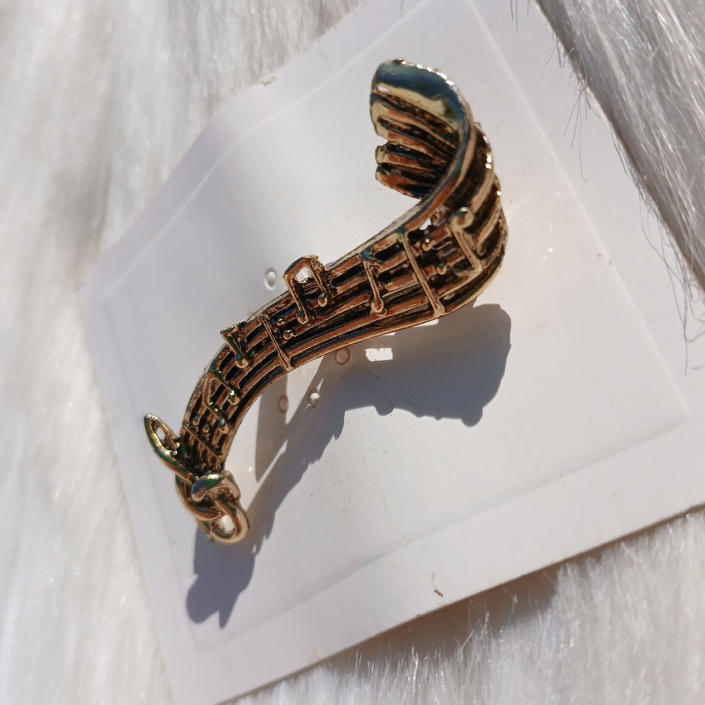 Vintage Brooch Pin Treble Clef Music Scale Musical Notes Costume Fashion Jewelry